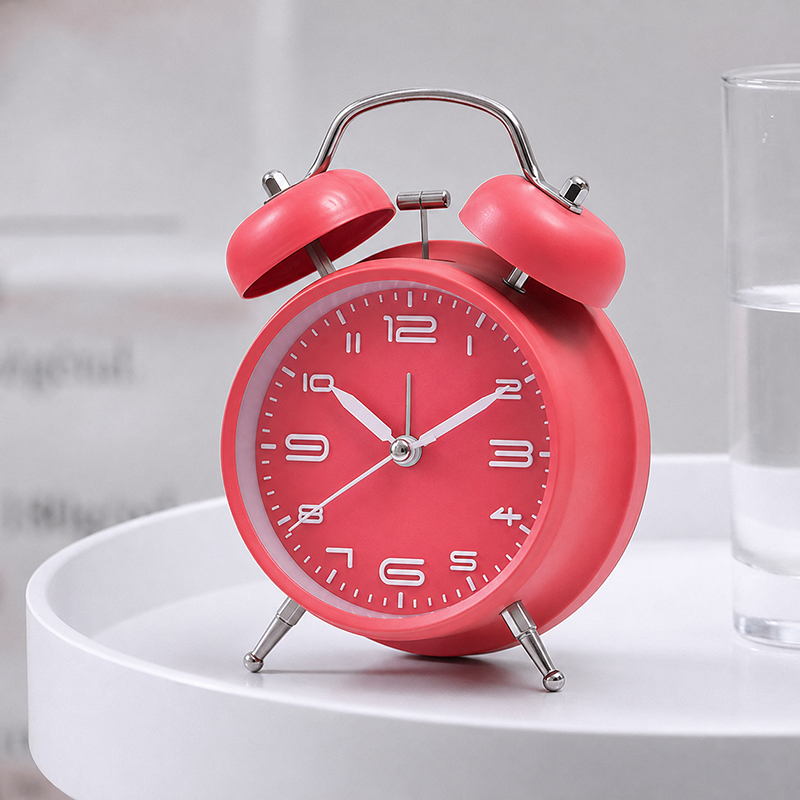 Đồng Hồ Chuông Reo Báo Thức To Để Bàn Size Lớn 4inch Có LED Dùng Kim Trôi DHCR-3304