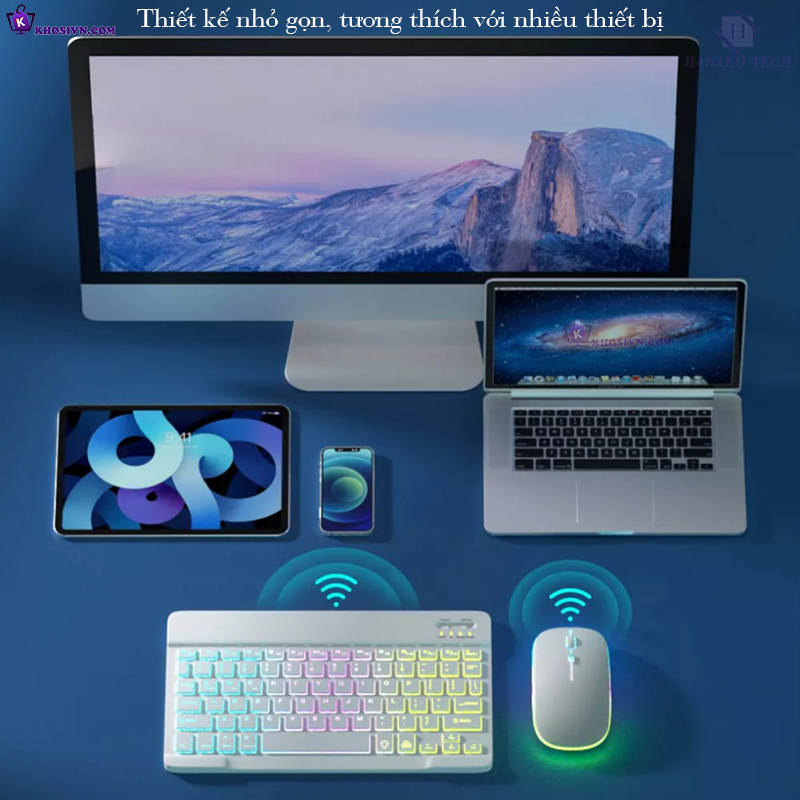 Bàn Phím Bluetooth Cho Điện Thoại Máy Tính Bảng Không Dây 10 inch Có LED RGB B2