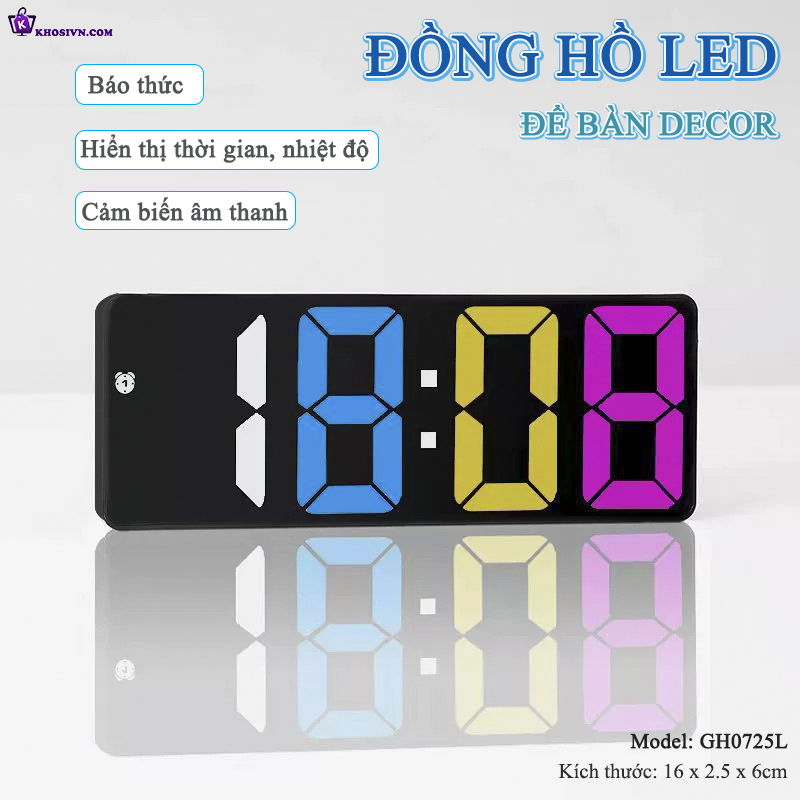 Đồng Hồ LED RGB Mini Để Bàn Báo Thức Decor Bàn Làm Việc - GH0712L