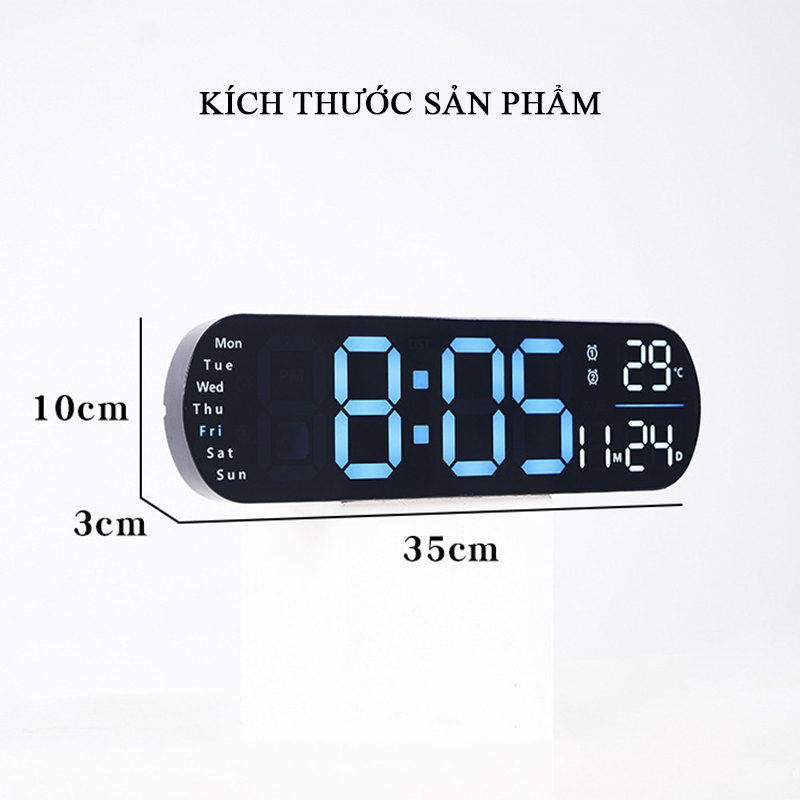 Đồng Hồ LED RGB Gắn Tường, Đồng Hồ Treo Tường Phòng Ngủ Phòng Khách Có Đèn Ngủ Báo Thức, Đếm Ngược - 5502