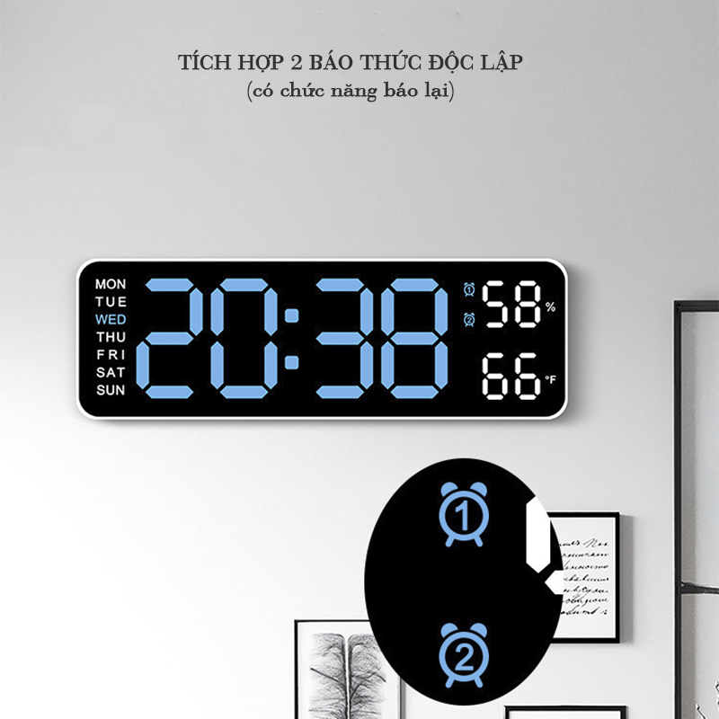 Đồng Hồ LED Để Bàn Decor, Đồng Hồ Báo Thức Để Bàn Hiển Thị Thời Gian Nhiệt Độ - 5503