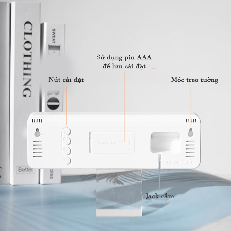 Đồng Hồ LED Để Bàn Decor, Đồng Hồ Báo Thức Để Bàn Hiển Thị Thời Gian Nhiệt Độ - 5503