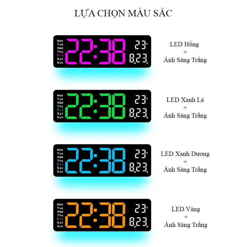 Đồng Hồ Để Bàn LED Decor Đồng Hồ Gắn Tường Tích Hợp Đèn Ngủ Có Thể Điều Chỉnh - 5505