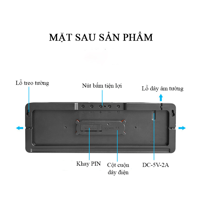 Đồng Hồ Để Bàn LED Decor Đồng Hồ Gắn Tường Tích Hợp Đèn Ngủ Có Thể Điều Chỉnh - 5505