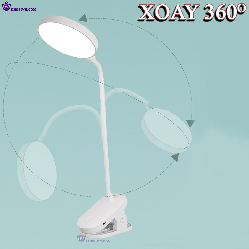 Đèn Kẹp Bàn Đọc Sách Tích Điện 3 Màu Ánh Sáng SL-965