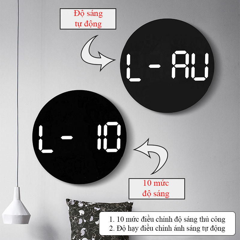 Đồng Hồ LED Decor Gắn Tường Đa Chức Năng Hình Tròn, Báo Thức, Đếm Giờ, Đếm Ngược Có Remote - 5501