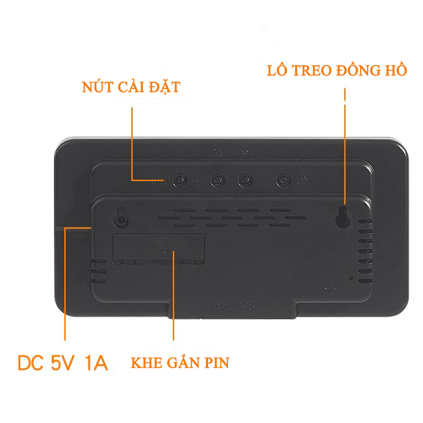 Đồng Hồ LED Báo Thức Để Bàn Gắn Tường Đa Chức Năng - 6638