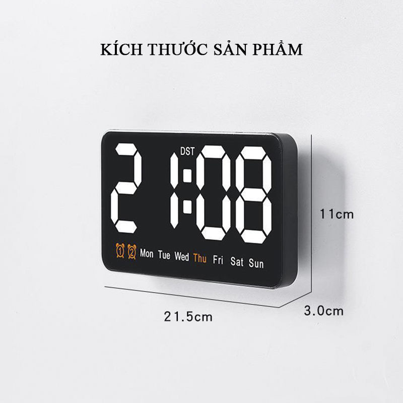Đồng Hồ LED Báo Thức Để Bàn Gắn Tường Đa Chức Năng - 6638