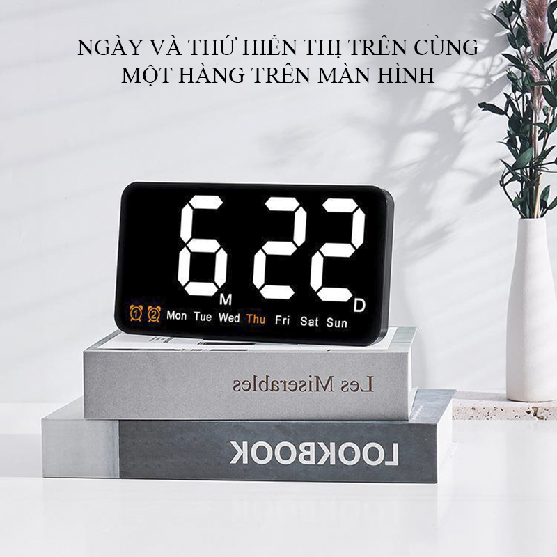 Đồng Hồ LED Báo Thức Để Bàn Gắn Tường Đa Chức Năng - 6638