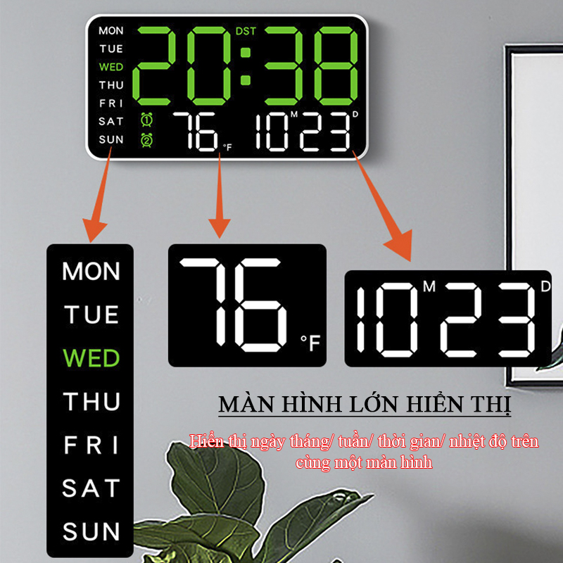 Đồng Hồ LED Digital Decor Để Bàn Báo Thức Hiển Thị Thời Gian Nhiệt Độ Chức Năng Đếm Ngược - 6659