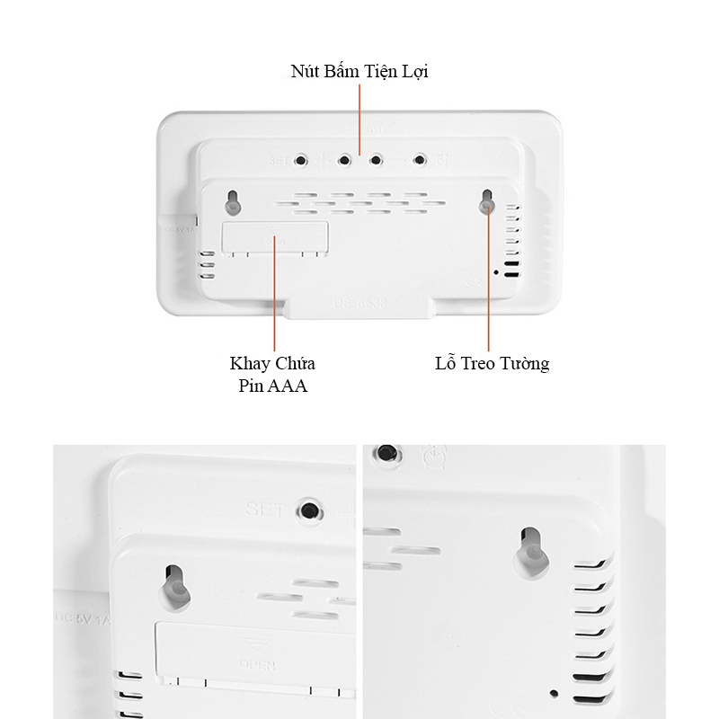Đồng Hồ LED Digital Decor Để Bàn Báo Thức Hiển Thị Thời Gian Nhiệt Độ Chức Năng Đếm Ngược - 6659