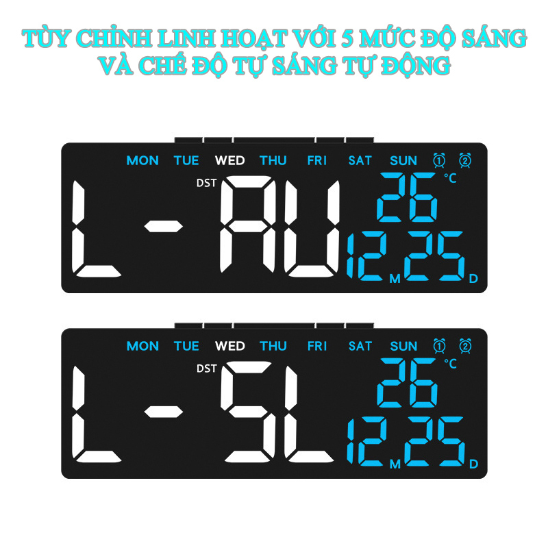 Đồng Hồ LED Điện Tử Để Bàn Gắn Tường Hiện Đại Đa Chức Năng - 6668