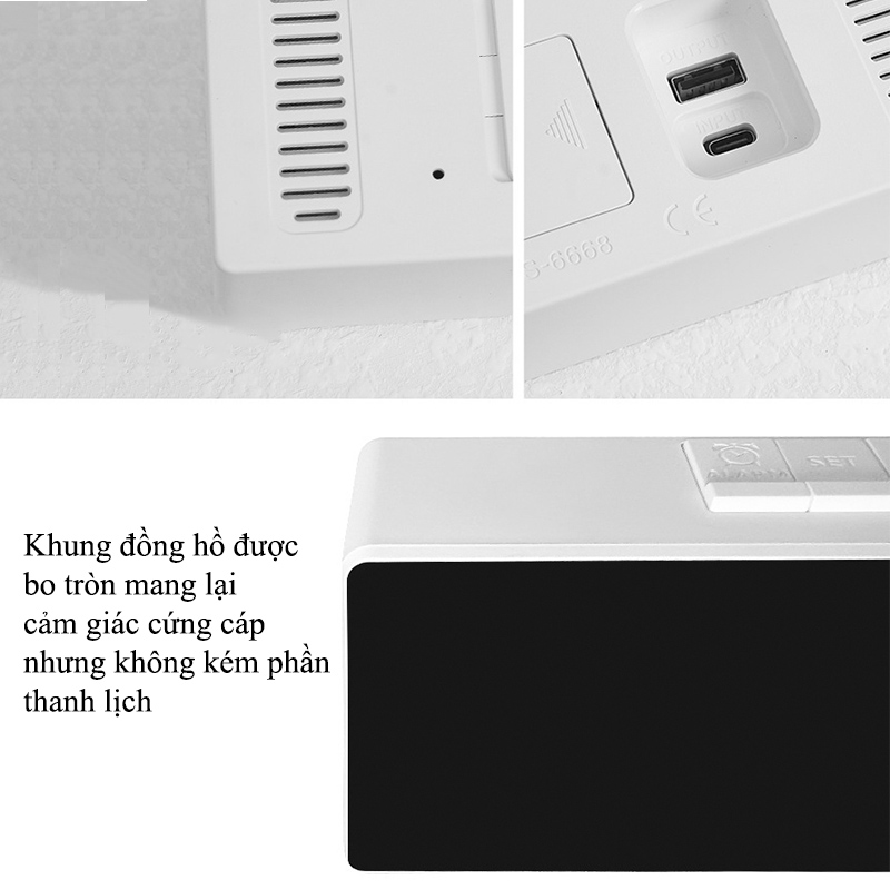 Đồng Hồ LED Điện Tử Để Bàn Gắn Tường Hiện Đại Đa Chức Năng - 6668