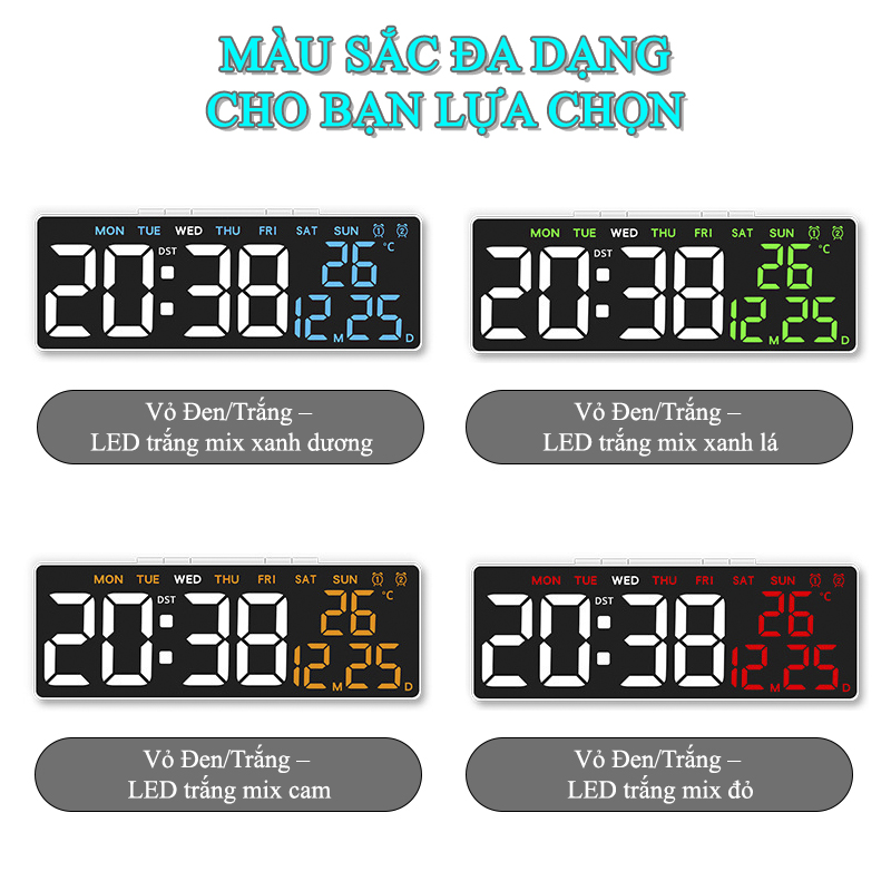 Đồng Hồ LED Điện Tử Để Bàn Gắn Tường Hiện Đại Đa Chức Năng - 6668