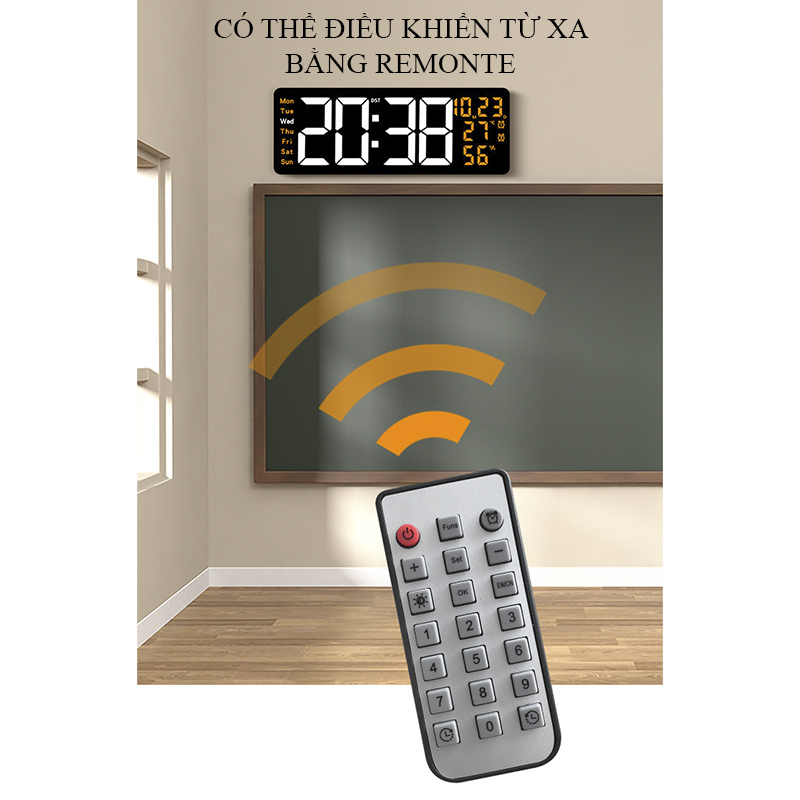 Đồng Hồ LED Điện Tử Decor 17 inch Kích Thước Lớn Găn Tường Treo Tường Có Remote Bấm Giờ Đếm Ngược - 6670