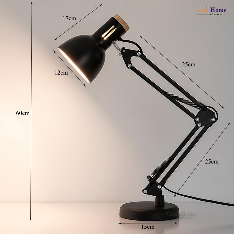 Đèn Pixar 118G Đèn Làm Việc Để Bàn Đèn Học Màu Đen Kèm Bóng Đèn LED 5W Ánh Sáng Trắng