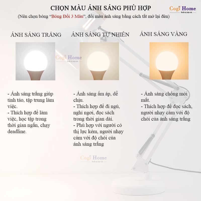 Đèn Pixar 118G Đèn Làm Việc Để Bàn Đèn Học Màu Đen Kèm Bóng Đèn LED 5W Ánh Sáng Trắng