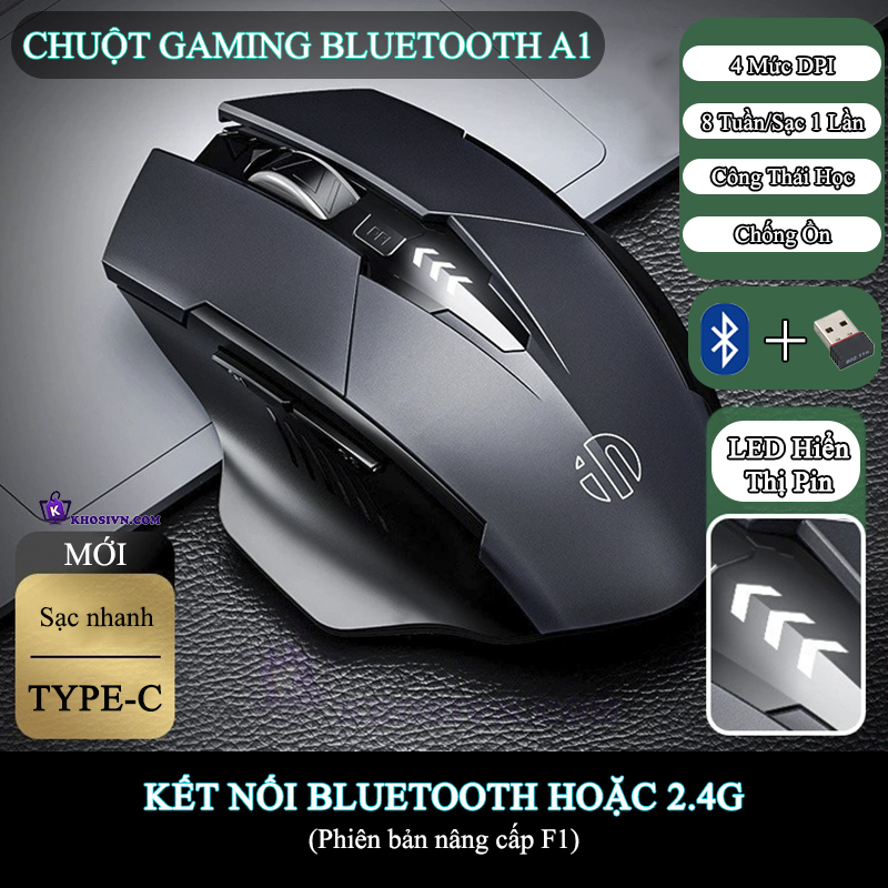 Chuột Gaming Inphic Bluetooth 2.4G Không Dây Âm Click Client Im Lặng - Inphic A1