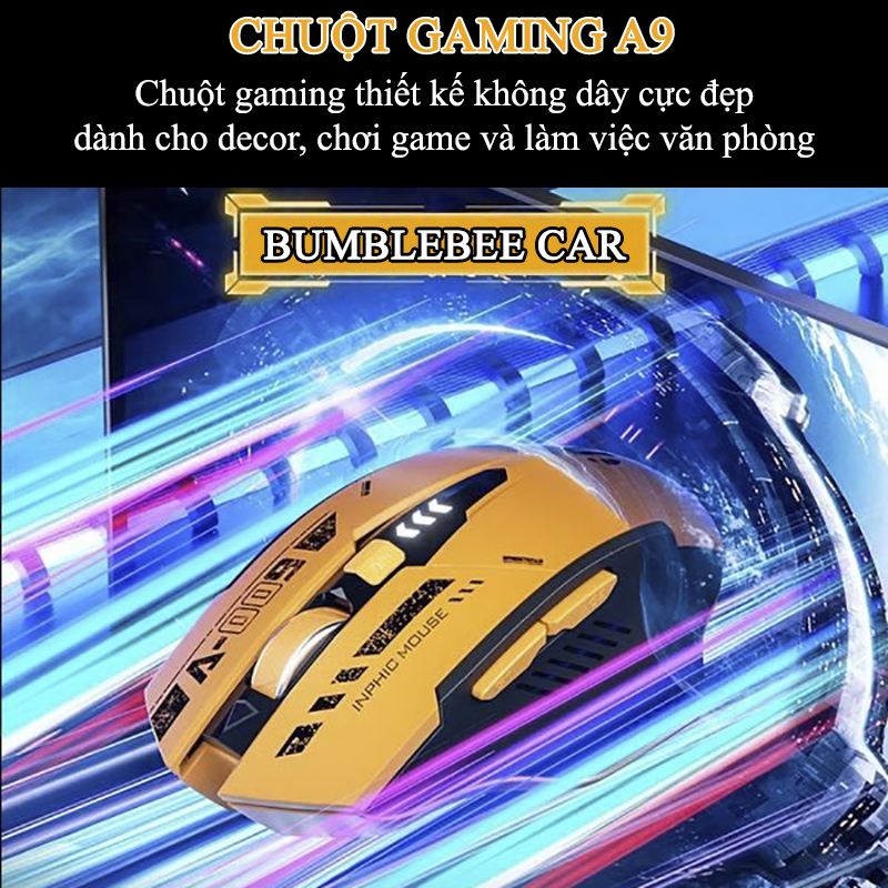 Chuột Gaming Inphic Không Dây Bluetooth 2.4G Cho Máy Tính Laptop 2000DPI - Inphic A9