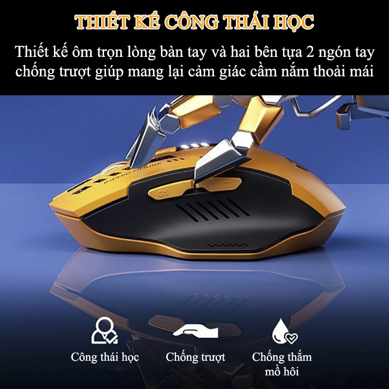 Chuột Gaming Inphic Không Dây Bluetooth 2.4G Cho Máy Tính Laptop 2000DPI - Inphic A9