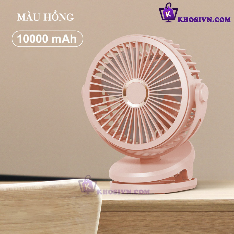 Quạt Kẹp Bàn Tích Điện Kẹp Xe Đẩy Cho Bé Quạt Pin Trâu 10000mAh - GF-07