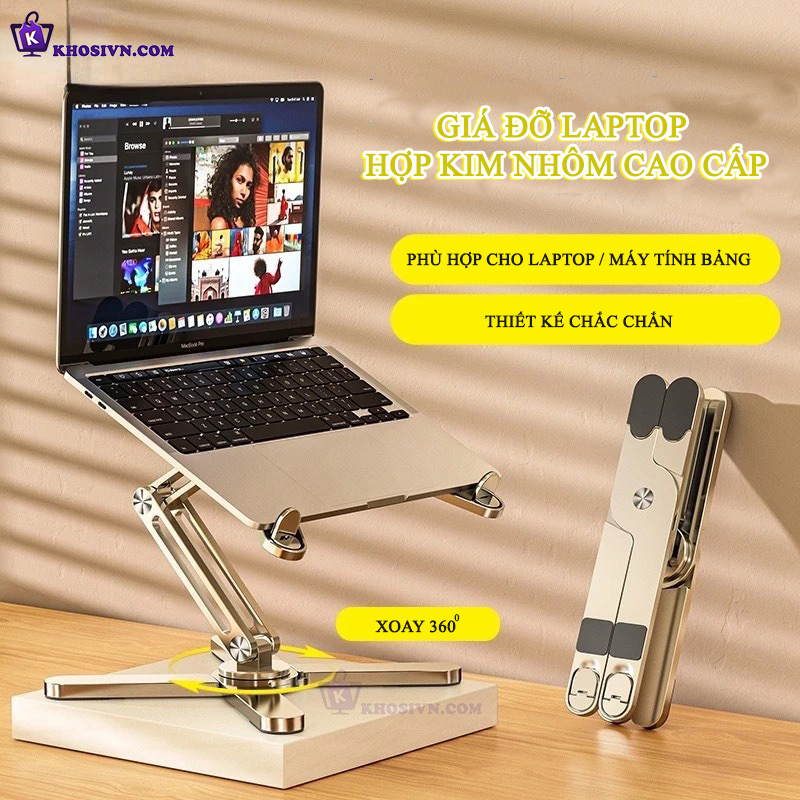 Giá Đỡ Laptop Một Chân Xoay 360 Độ Hợp Kim Nhôm Cao Cấp Nâng Cao Laptop Macbook Máy Tính Bảng - MCHOSE N86