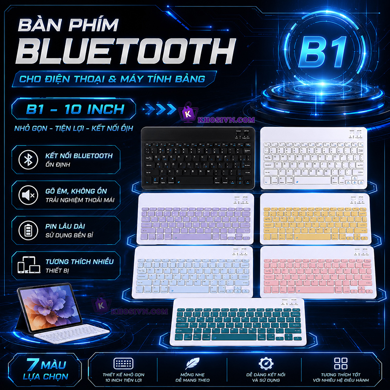 Bàn Phím Bluetooth Cho Điện Thoại Máy Tính Bảng Không Dây 10 inch - B1