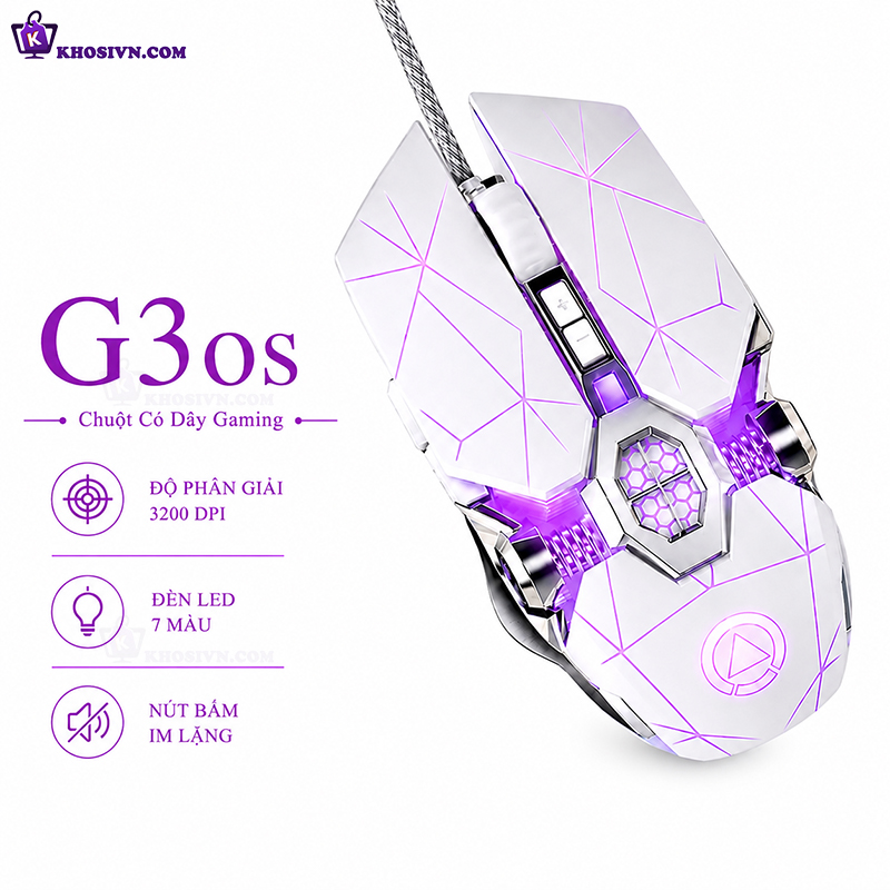 Chuột Gaming Có Dây LED RGB 3200DPI Chơi Game, Chuột Văn Phòng G3os