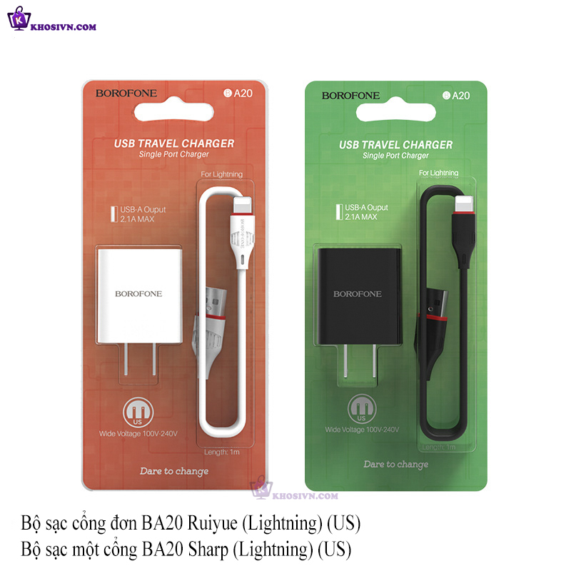 Phụ Kiện Sạc Cốc Sạc Điện Thoại Borofone BA20 5V 2.1A