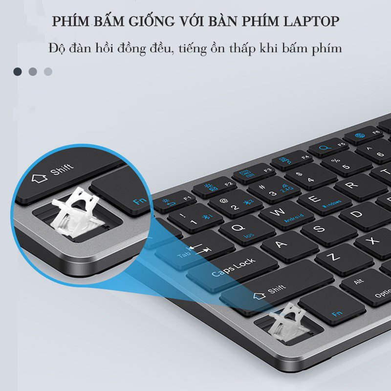 Bàn Phím Bluetooth Mini Không Dây Pin Sạc Kết Nối 2.4G Dùng Cho Điện Thoại, Laptop, Máy Tính Bảng - K818