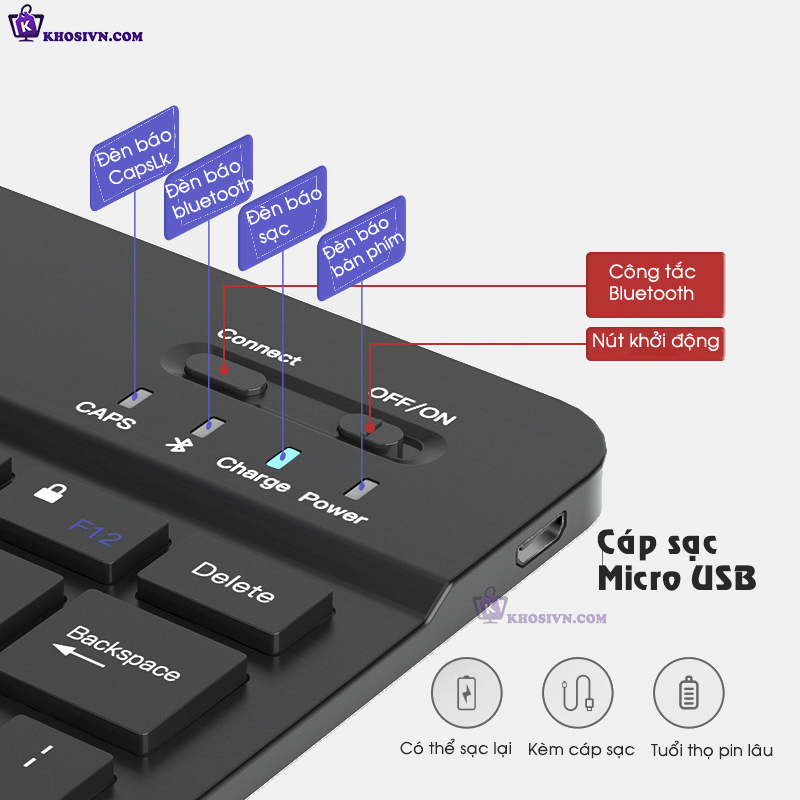 Bộ Bàn Phím Bluetooth Không Dây 10 inch Cho Điện Thoại Máy Tính Bảng - B1