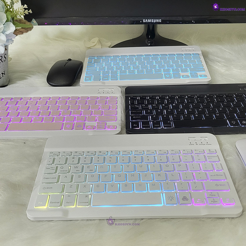 Bàn Phím Bluetooth Cho Điện Thoại Máy Tính Bảng Không Dây 10 inch Có LED RGB B2