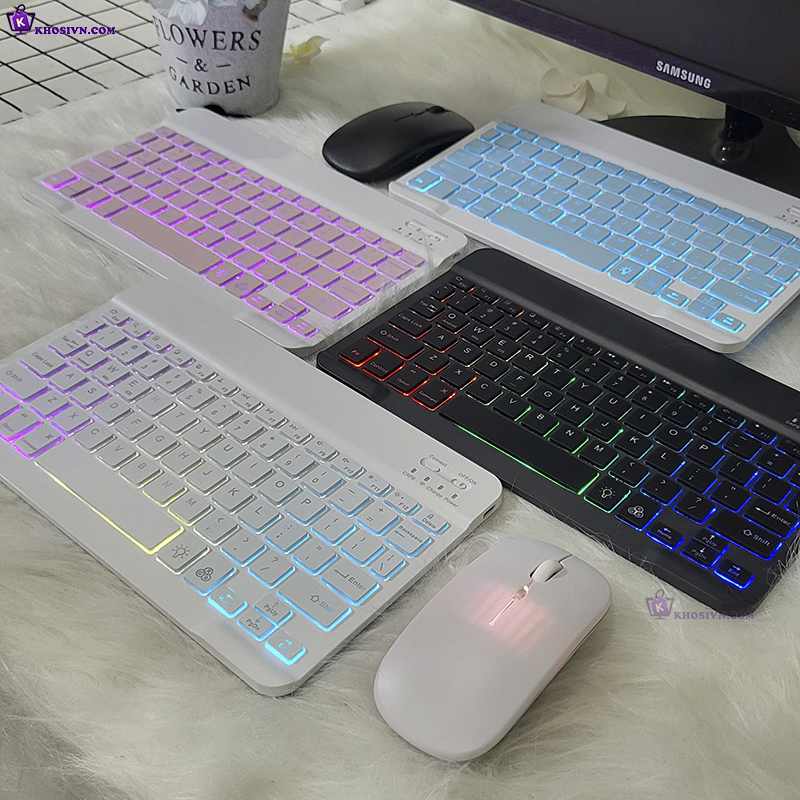 Bàn Phím Bluetooth Cho Điện Thoại Máy Tính Bảng Không Dây 10 inch Có LED RGB B2