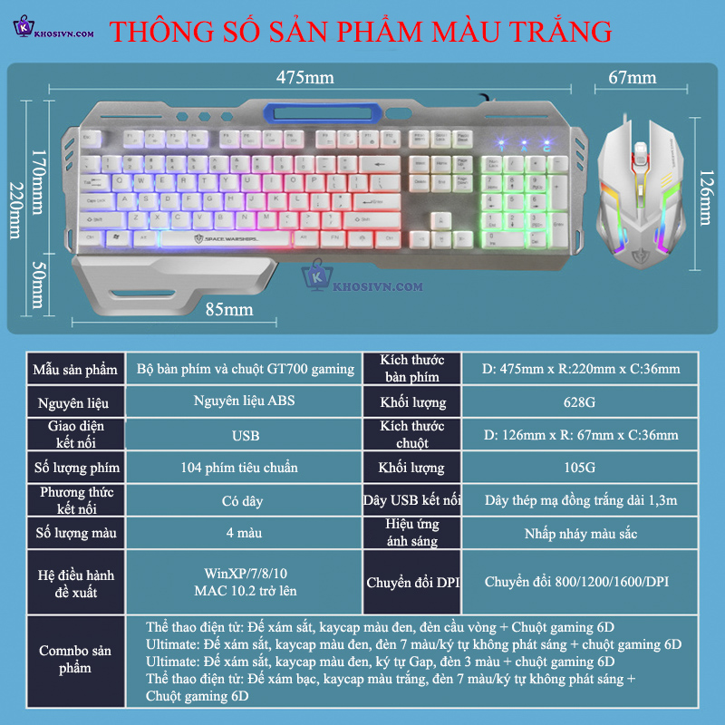 Bàn Phím Có Dây Giả Cơ Gaming Máy Tính LED Thiết Kế Độc Đáo RGB Chuyên Game Văn Phòng - GK75