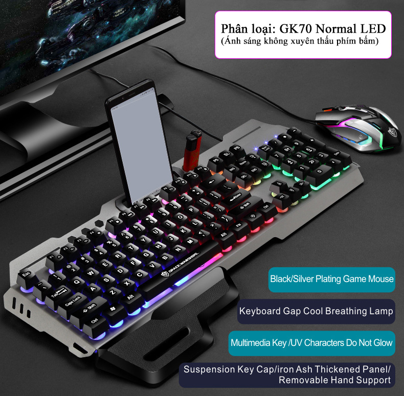 Bàn Phím Có Dây Giả Cơ Gaming Máy Tính LED Thiết Kế Độc Đáo RGB Chuyên Game Văn Phòng - GK75