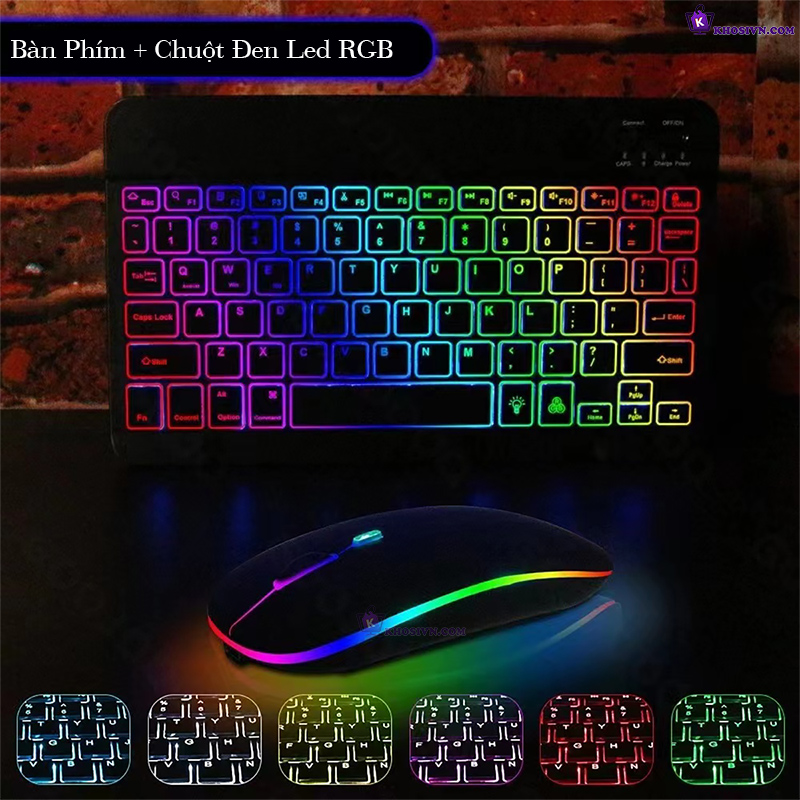 Bộ Bàn Phím Bluetooth Cho Điện Thoại Máy Tính Bảng Không Dây 10 inch Có Đèn LED RGB - B2