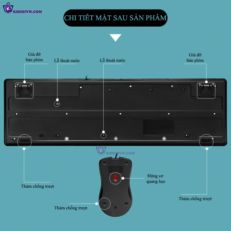 Bộ Bàn Phím Có Dây + Chuột Văn Phòng Máy Tính PC Có Dây Giá Rẻ
