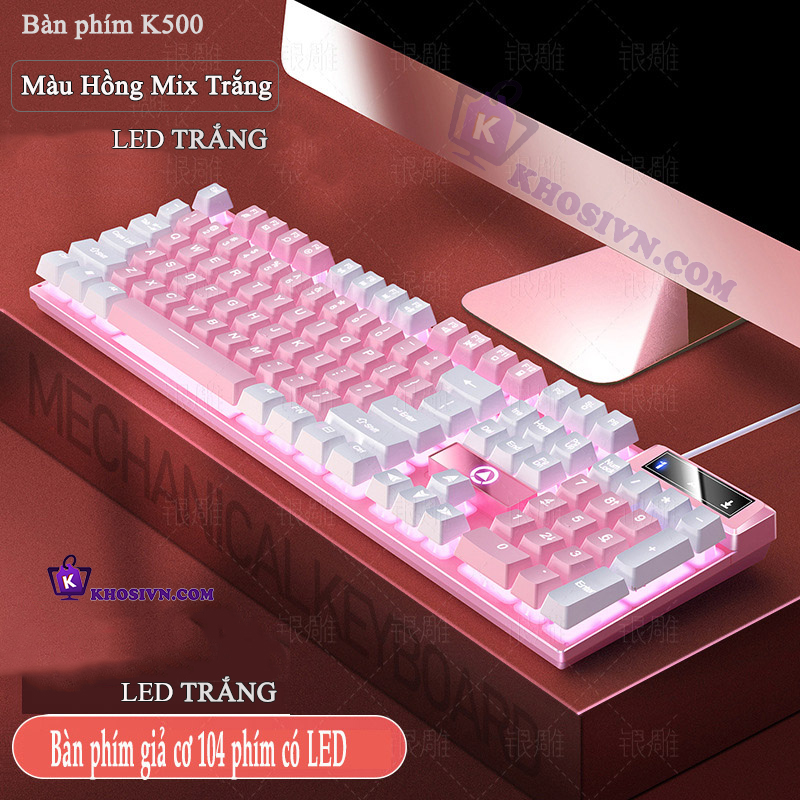 Bàn Phím Có Dây Vi Tính Giả Cơ Gaming Có Dây Đèn LED RGB - K500