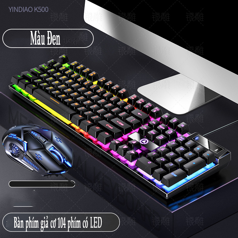 Bàn Phím Có Dây Vi Tính Giả Cơ Gaming Có Dây Đèn LED RGB - K500
