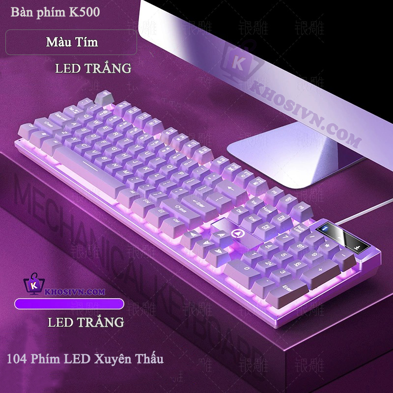 Bàn Phím Có Dây Vi Tính Giả Cơ Gaming Có Dây Đèn LED RGB - K500