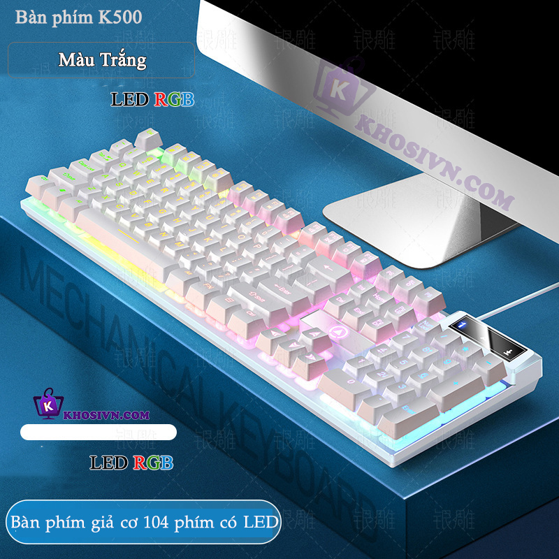 Bàn Phím Có Dây Vi Tính Giả Cơ Gaming Có Dây Đèn LED RGB - K500