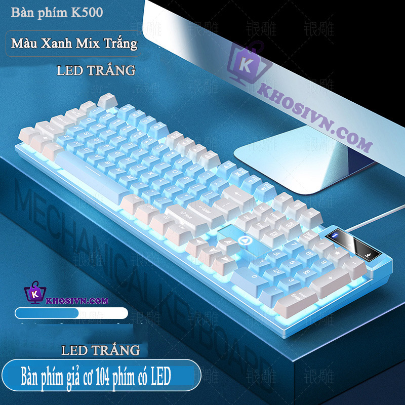 Bàn Phím Có Dây Vi Tính Giả Cơ Gaming Có Dây Đèn LED RGB - K500
