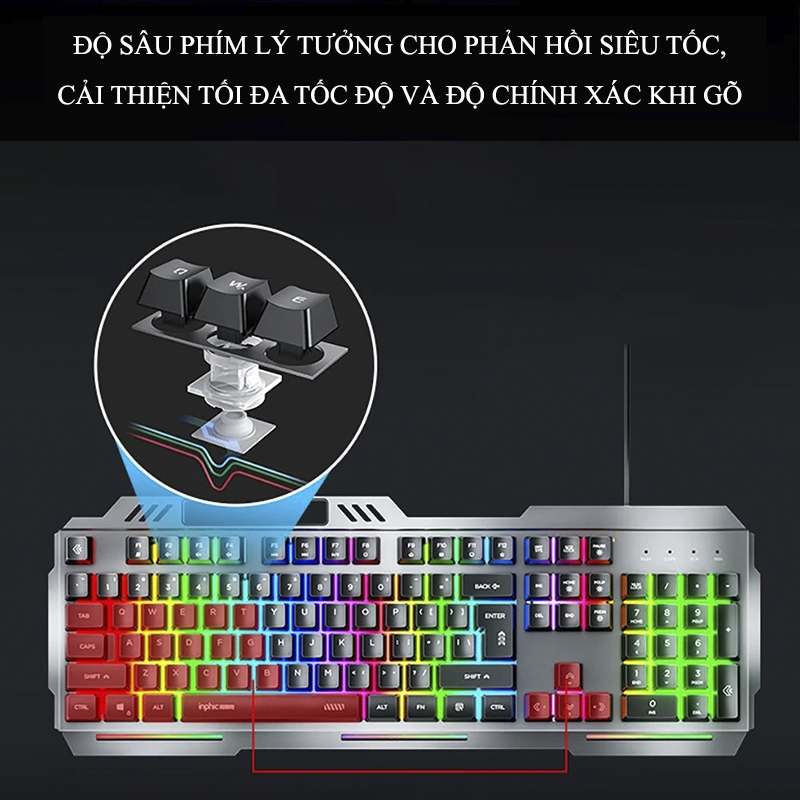 Bàn Phím Có Dây Giả Cơ Gaming Có Dây Full Size 104 Phím - Inphic K2