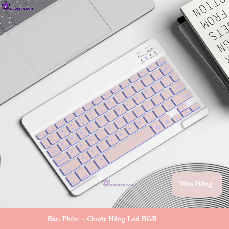 Bộ Bàn Phím Bluetooth Cho Điện Thoại Máy Tính Bảng Không Dây 10 inch Có Đèn LED RGB - B2
