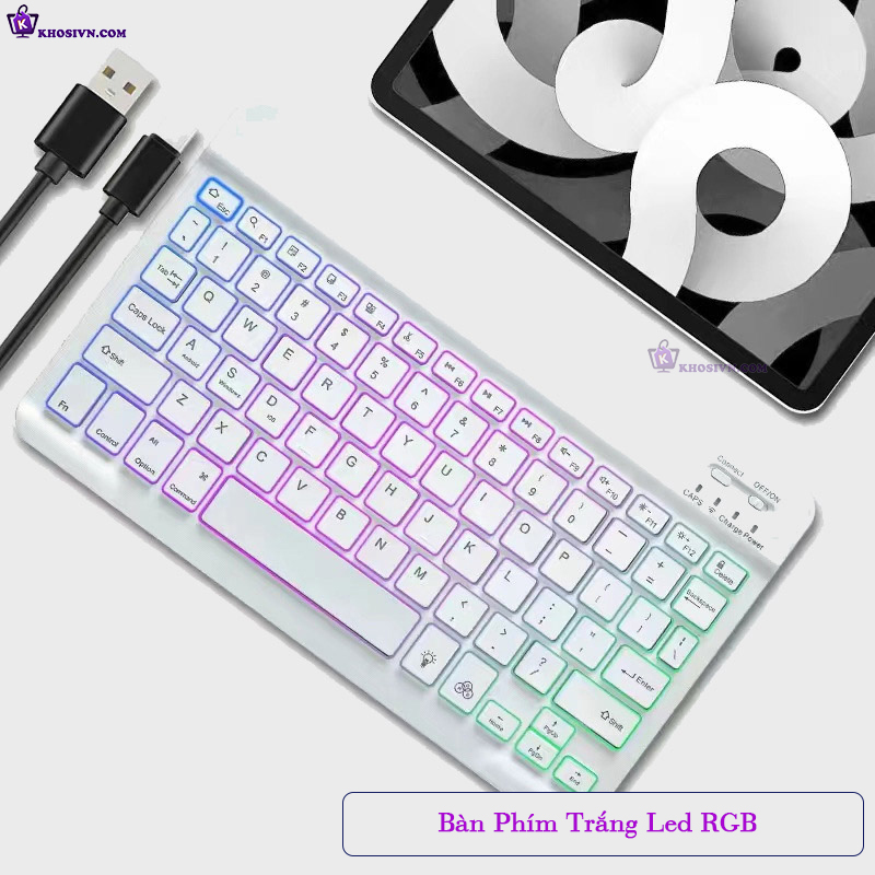 Bộ Bàn Phím Bluetooth Cho Điện Thoại Máy Tính Bảng Không Dây 10 inch Có Đèn LED RGB - B2
