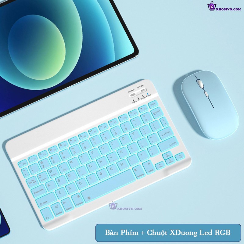 Bộ Bàn Phím Bluetooth Cho Điện Thoại Máy Tính Bảng Không Dây 10 inch Có Đèn LED RGB - B2