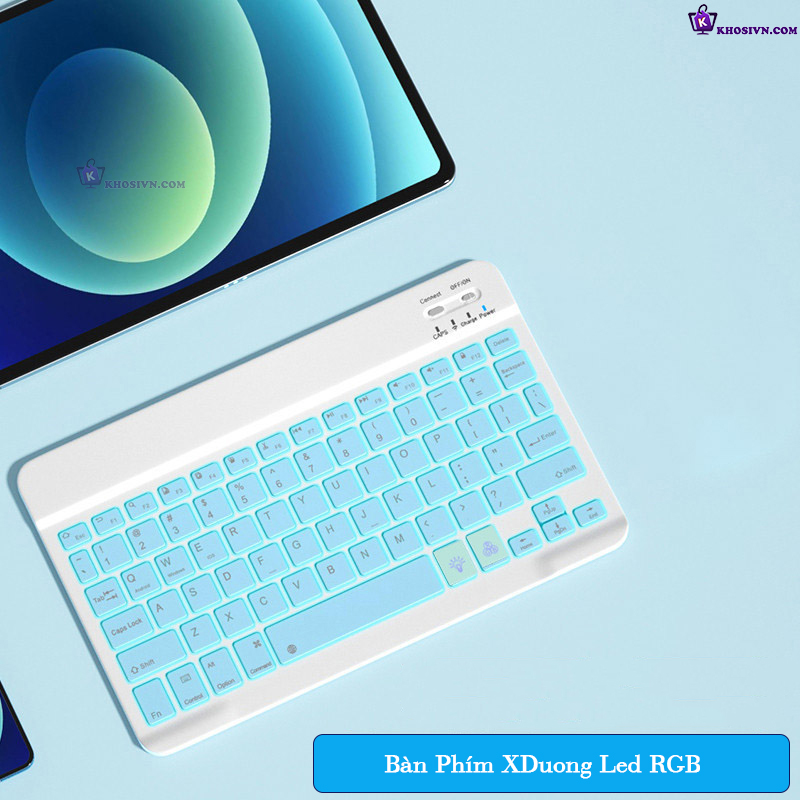 Bộ Bàn Phím Bluetooth Cho Điện Thoại Máy Tính Bảng Không Dây 10 inch Có Đèn LED RGB - B2