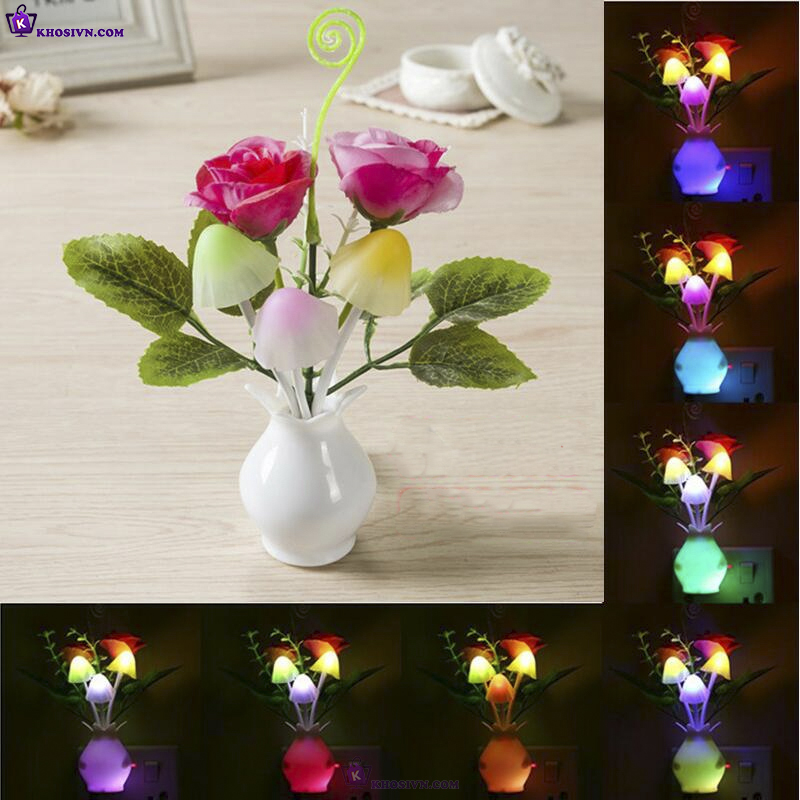Đèn Ngủ Cảm Biến Ánh Sáng Hình Hoa Gắn Tường Tự Động Sáng Tắt Đèn LED RGB Tự Thay Đổi Độ Sáng