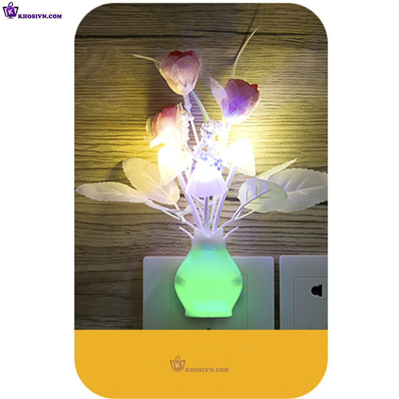 Đèn Ngủ Cảm Biến Ánh Sáng Hình Hoa Gắn Tường Tự Động Sáng Tắt Đèn LED RGB Tự Thay Đổi Độ Sáng