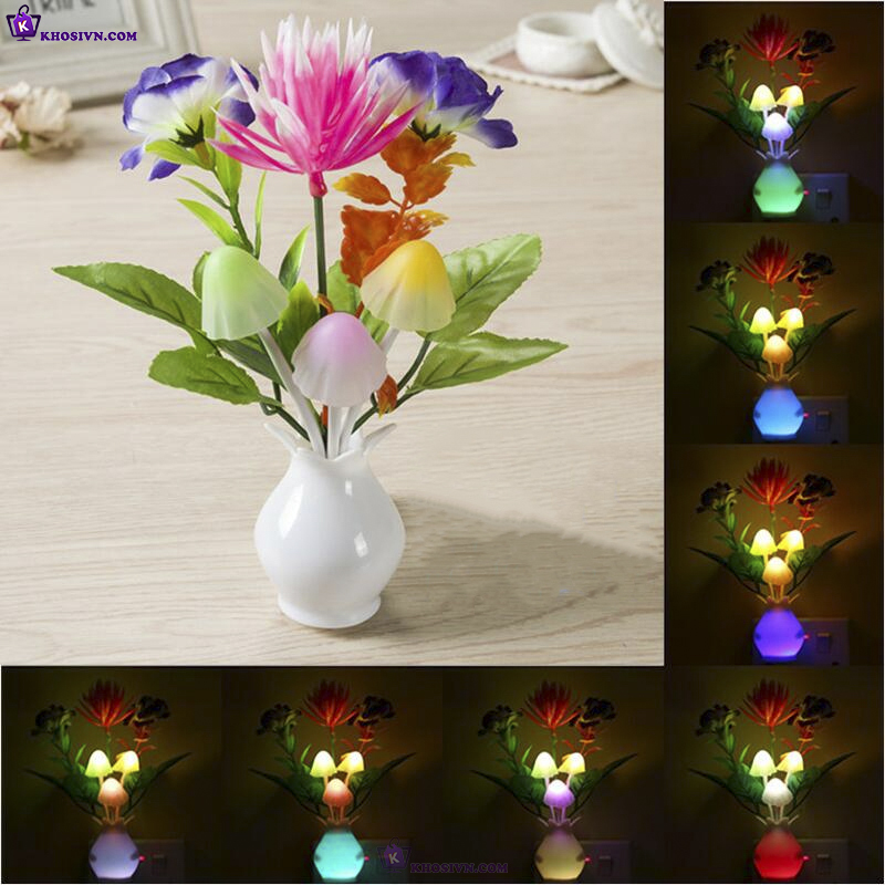 Đèn Ngủ Cảm Biến Ánh Sáng Hình Hoa Gắn Tường Tự Động Sáng Tắt Đèn LED RGB Tự Thay Đổi Độ Sáng
